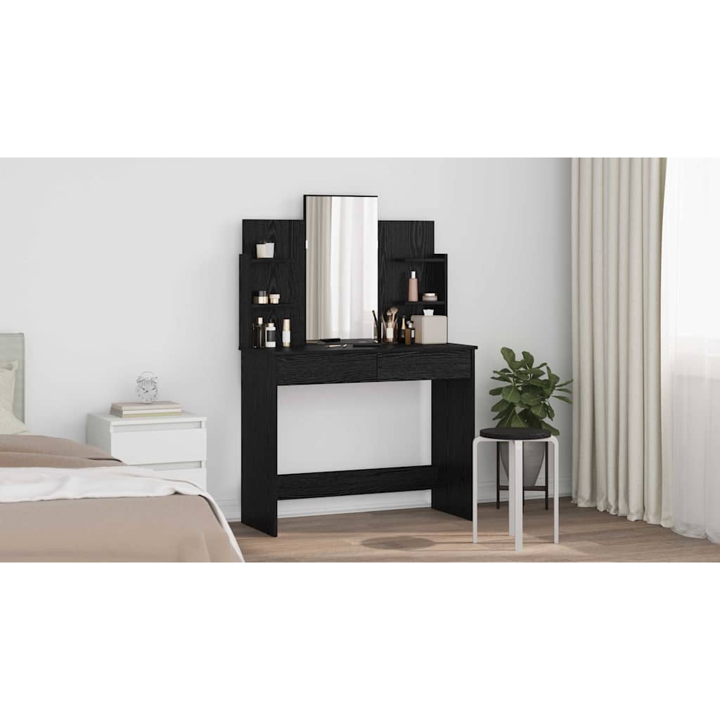 Dressing Table with Mirror Black Oak 96 x 39 x 142 cm