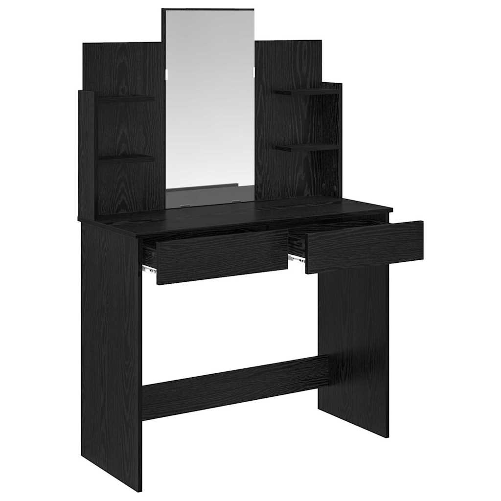 Dressing Table with Mirror Black Oak 96 x 39 x 142 cm