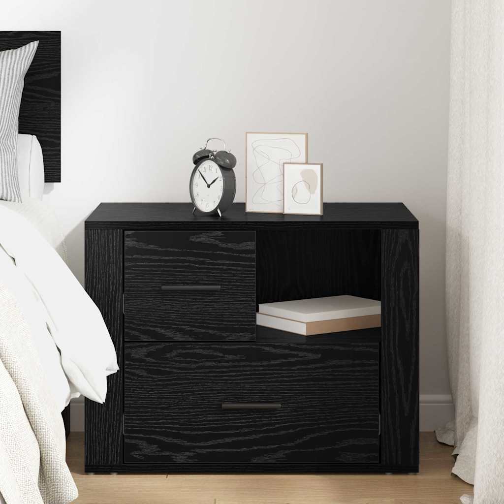 Bedside Cabinet Black Oak 35 x 60 x 50 cm Engineered Wood