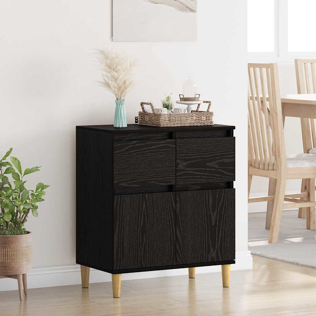 Sideboard with Drawer Black Oak 60 x 35 x 70 cm Engineered Wood