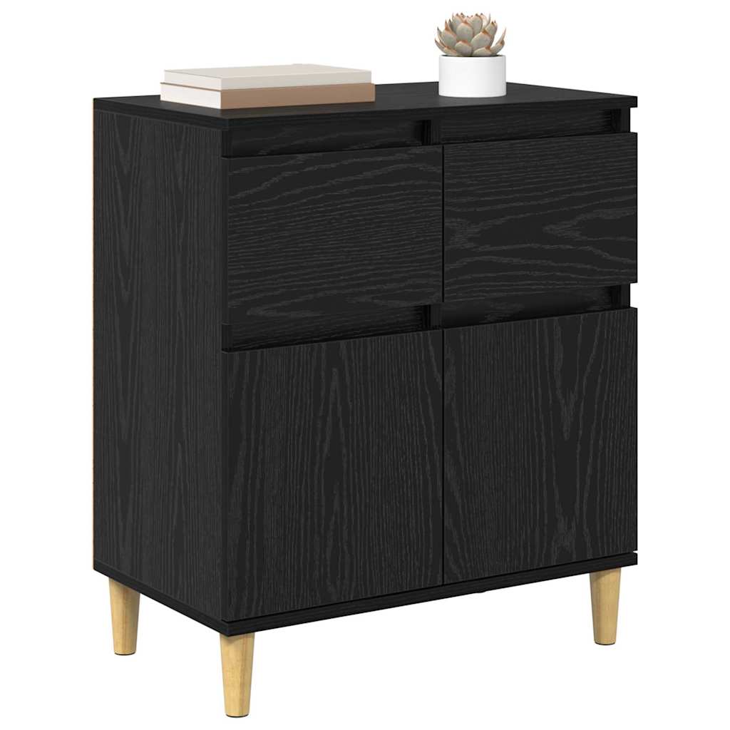 Sideboard with Drawer Black Oak 60 x 35 x 70 cm Engineered Wood