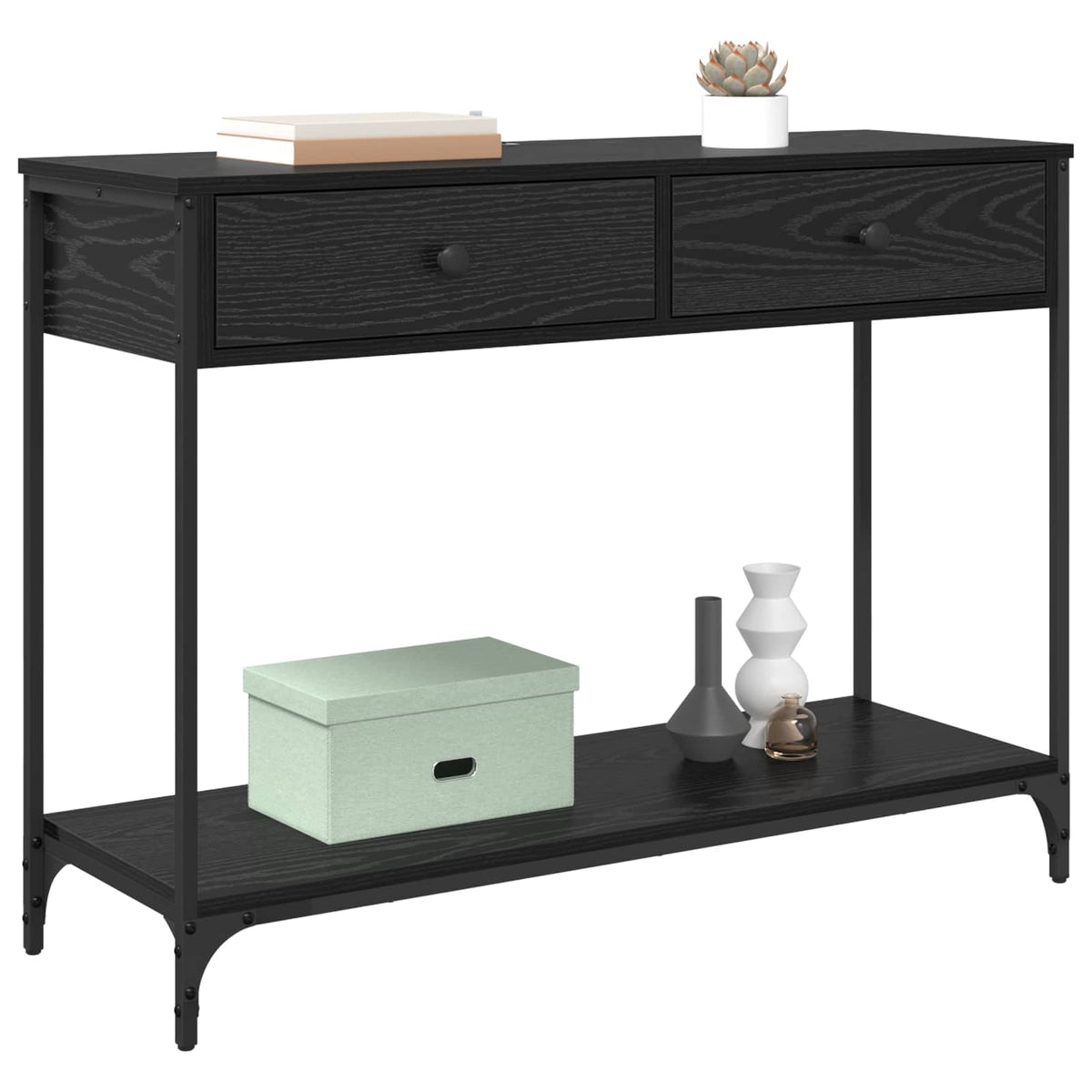 Console Table Black Oak 100 x 34,5 x 75 cm Engineered Wood