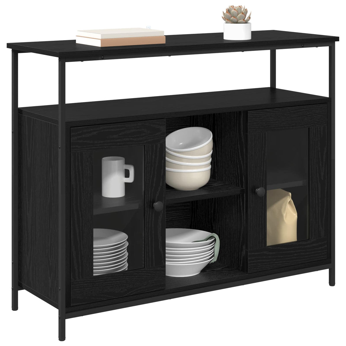 Sideboard Black Oak 100 x 35 x 80 cm Engineered Wood
