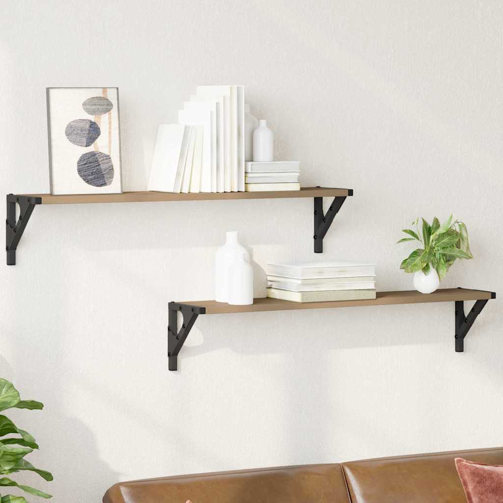 Wall Shelves with Shelf 2 pcs Artisan Oak 80 x 15 x 15,5 cm