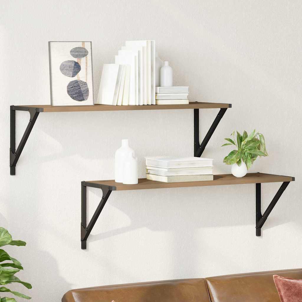 Wall Shelves with Shelf 2 pcs Artisan Oak 80 x 25 x 25,5 cm