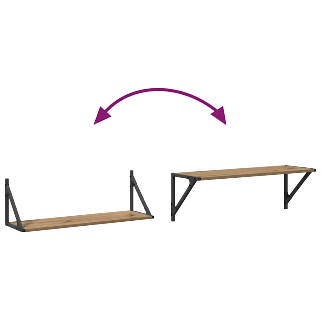 Wall Shelves with Shelf 2 pcs Artisan Oak 80 x 25 x 25,5 cm