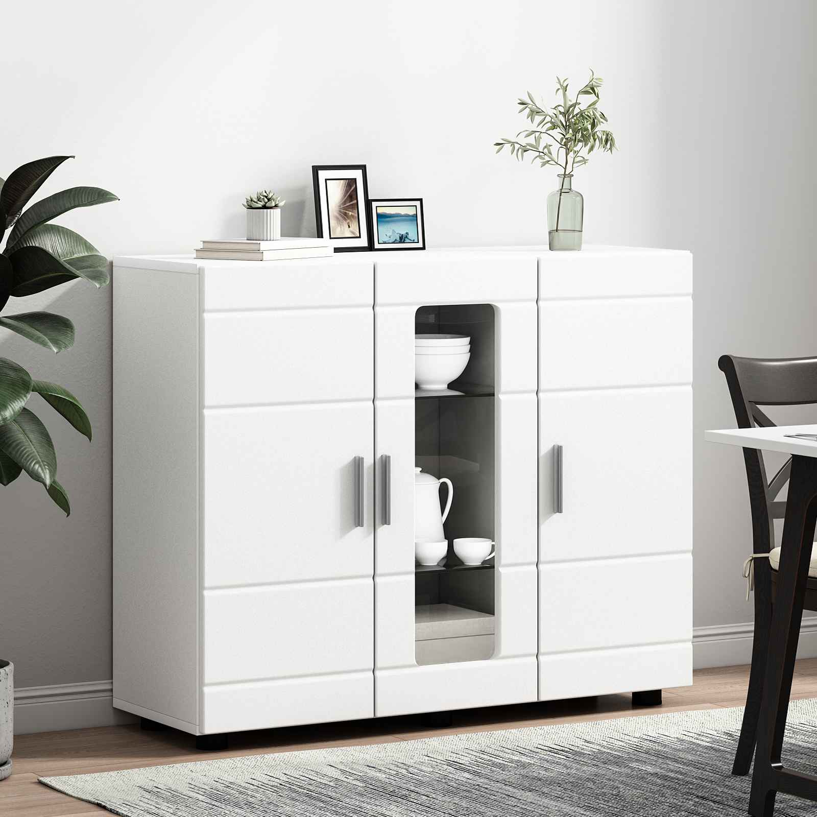 Wooden Cabinet White Engineered Wood