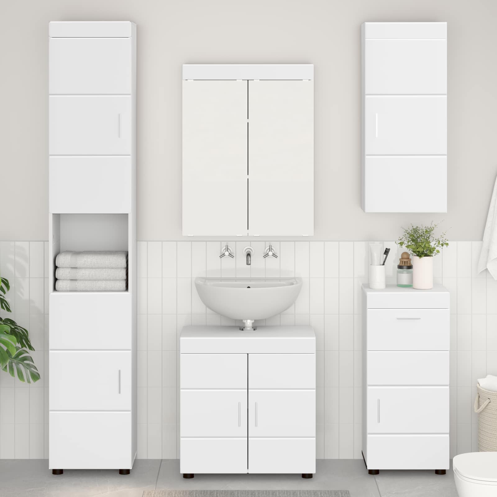 Bathroom Wall Cabinet TULUM White 37 x 24,5 x 86 cm