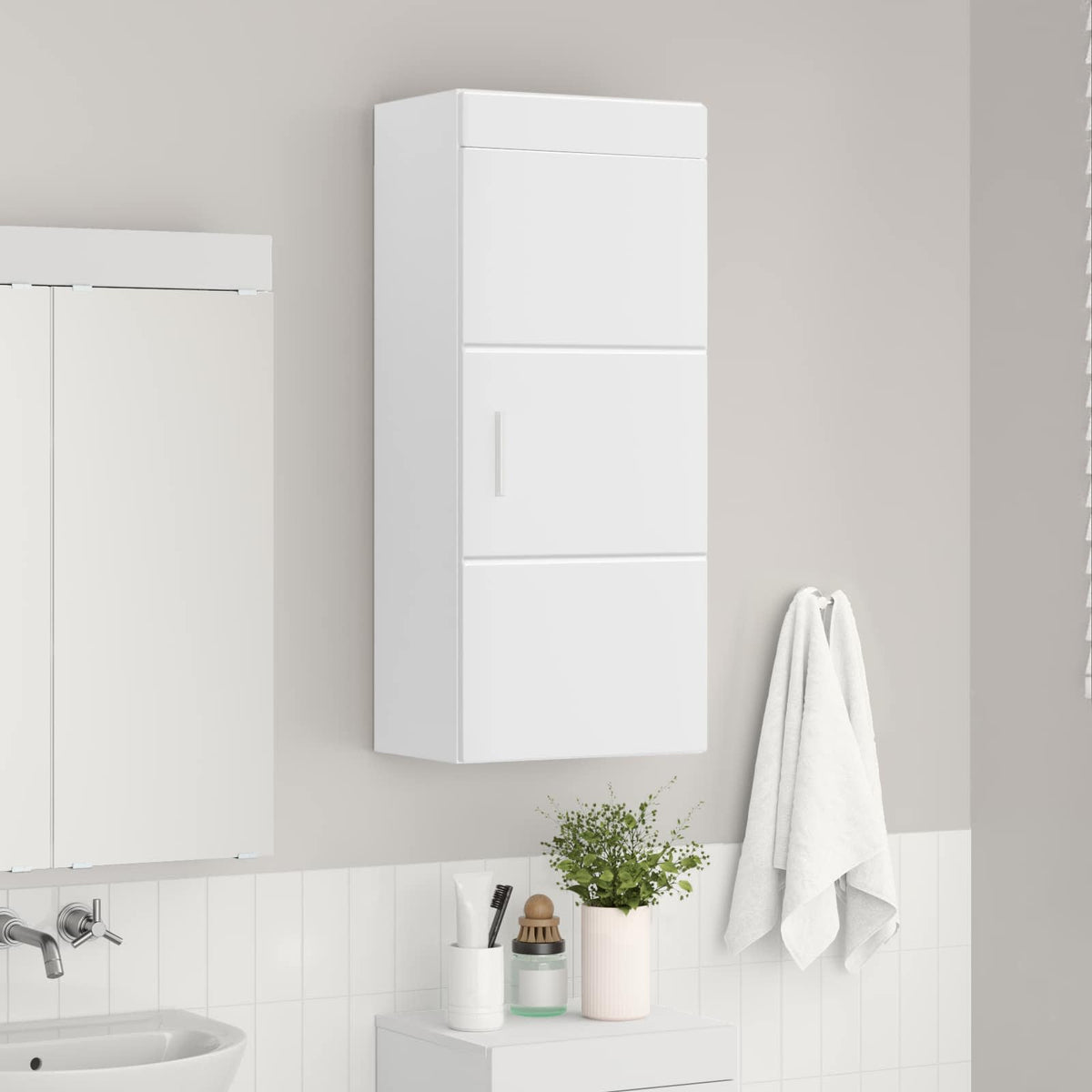 Bathroom Wall Cabinet TULUM White 37 x 24,5 x 86 cm