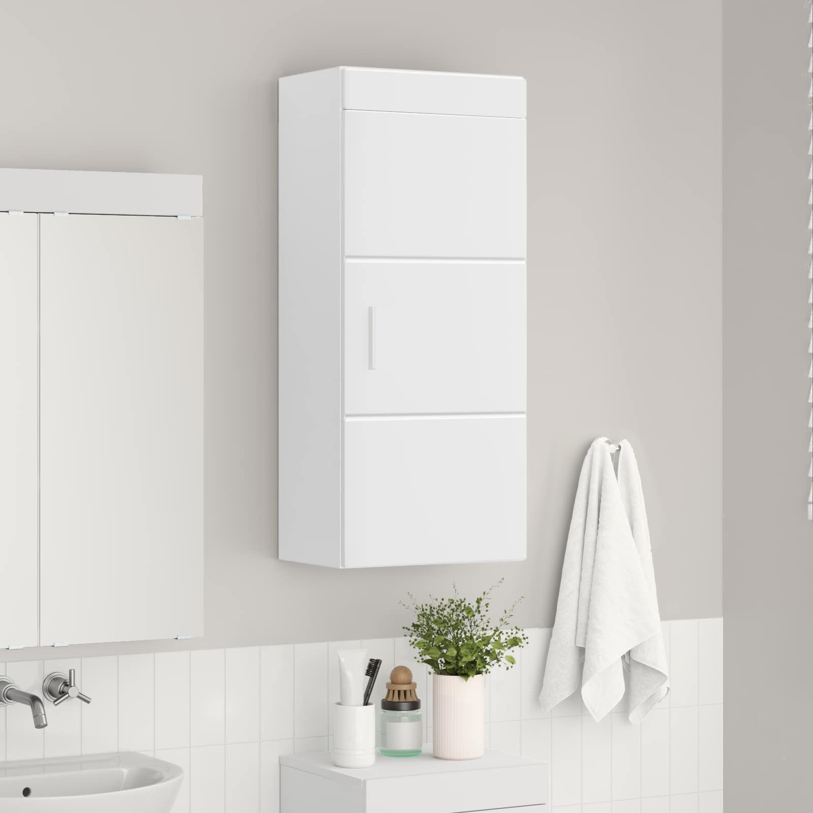 Bathroom Wall Cabinet TULUM White 37 x 24,5 x 86 cm