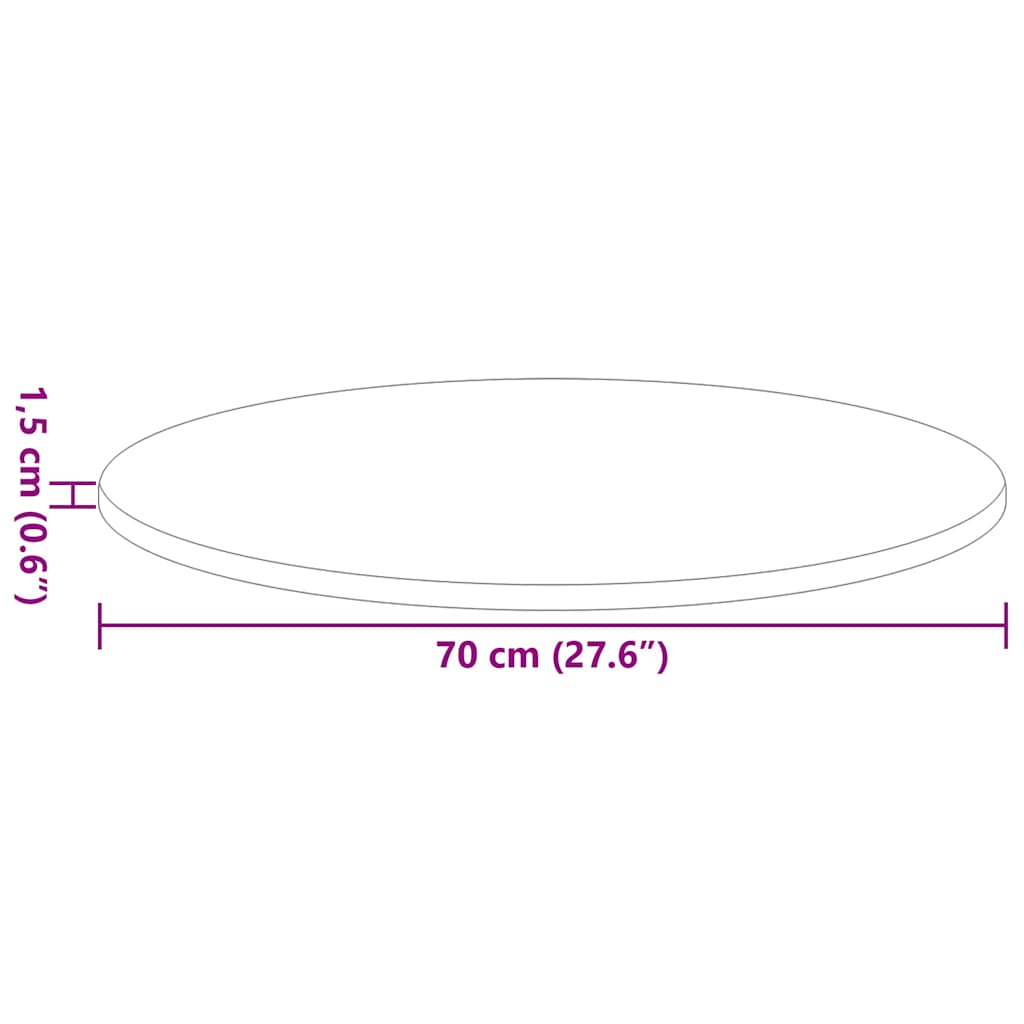 Table Top Ø 70 x 1,5 cm Round Engineered Wood White