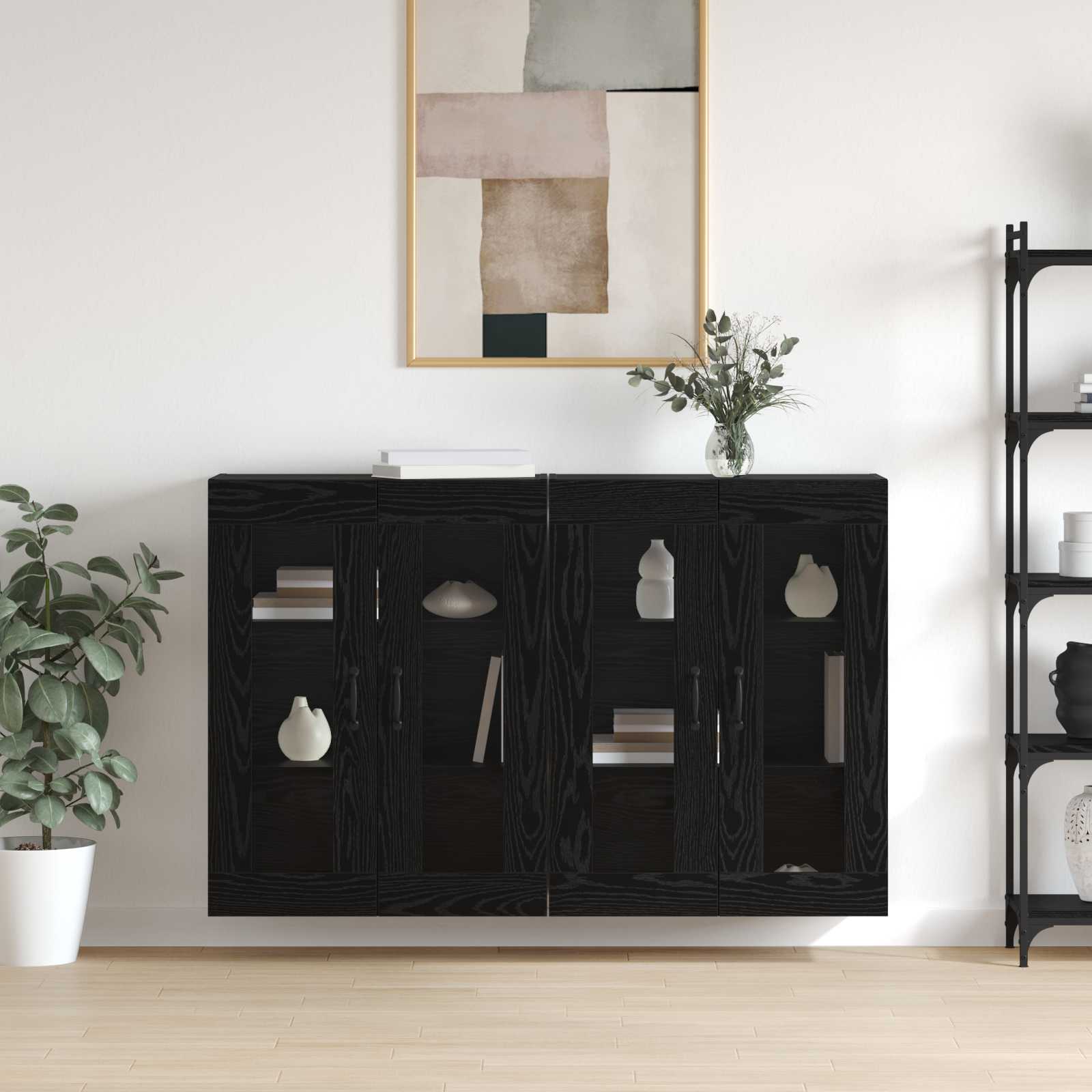 Wall Mounted Cabinets 2 pcs Black oak 69,5 x 34 x 90 cm