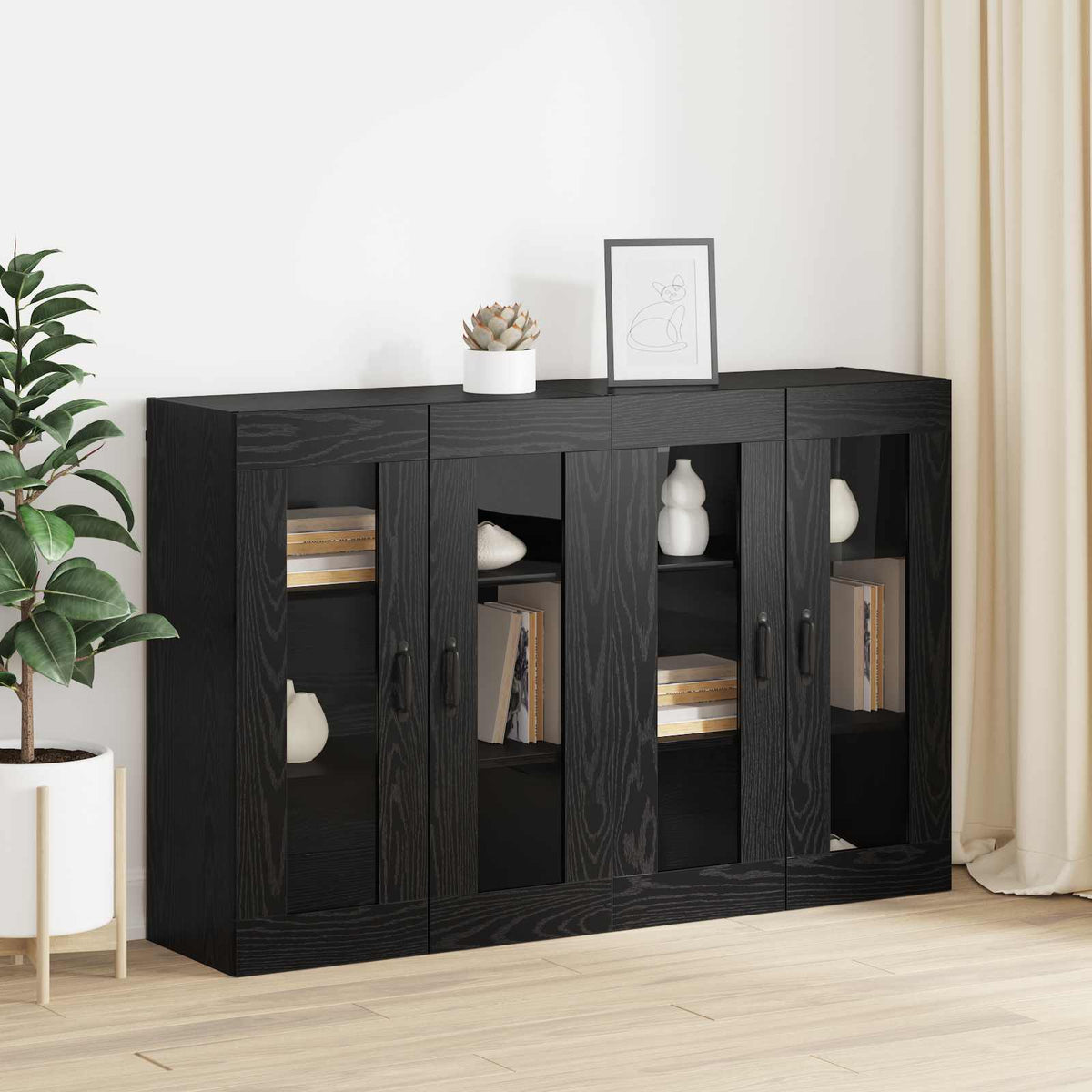 Wall Mounted Cabinets 2 pcs Black oak 69,5 x 34 x 90 cm