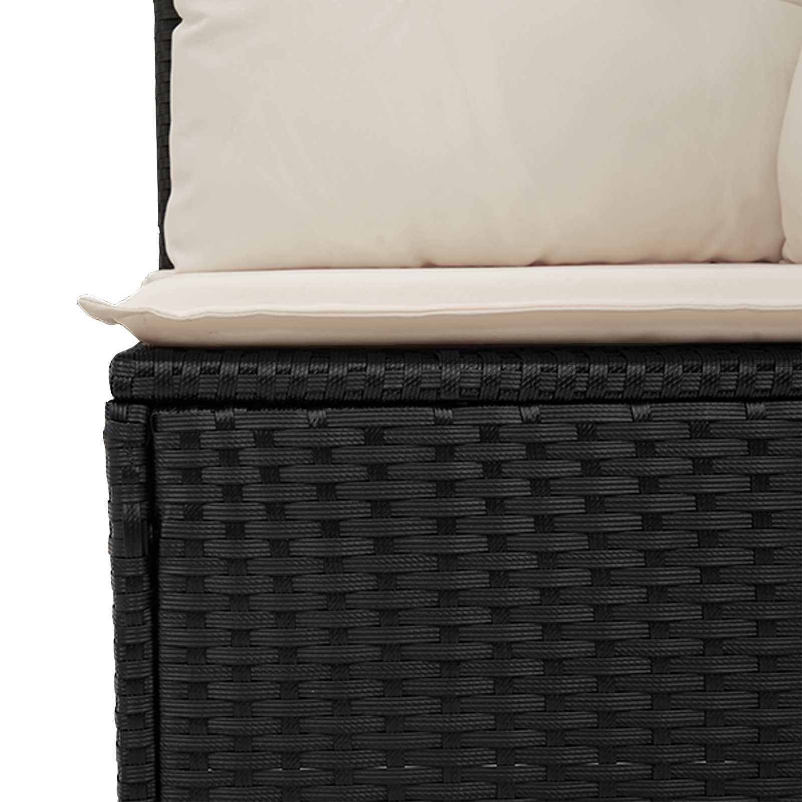 Garden Bench with Cushion Black and Cream White Poly Rattan