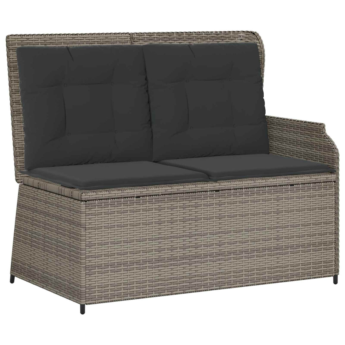 Garden Bench with Cushion Grey Poly Rattan