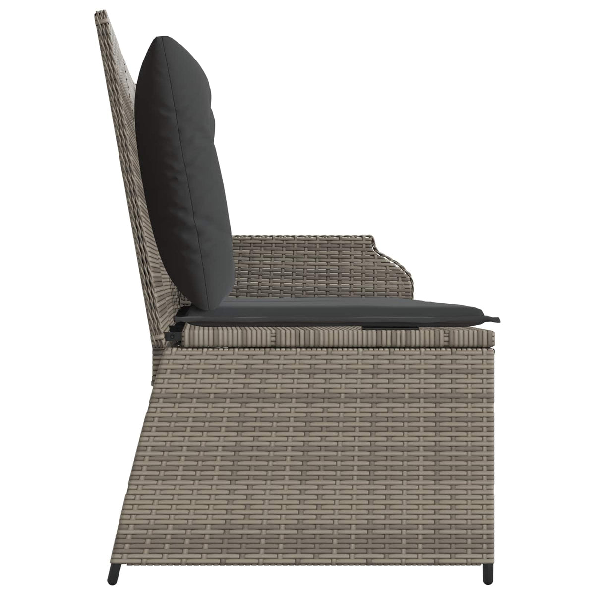 Garden Bench with Cushion Grey Poly Rattan