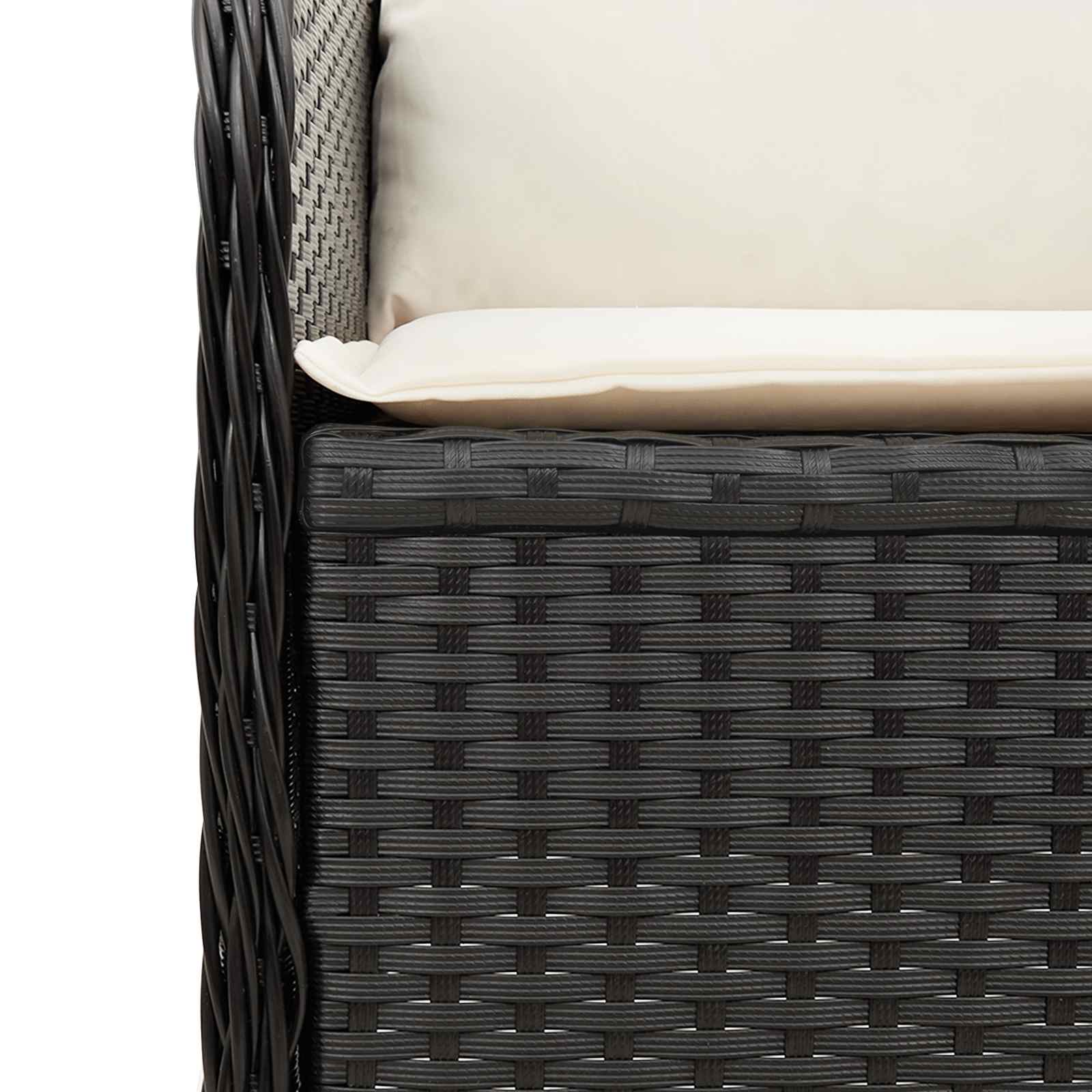 Garden Bench Black Poly Rattan