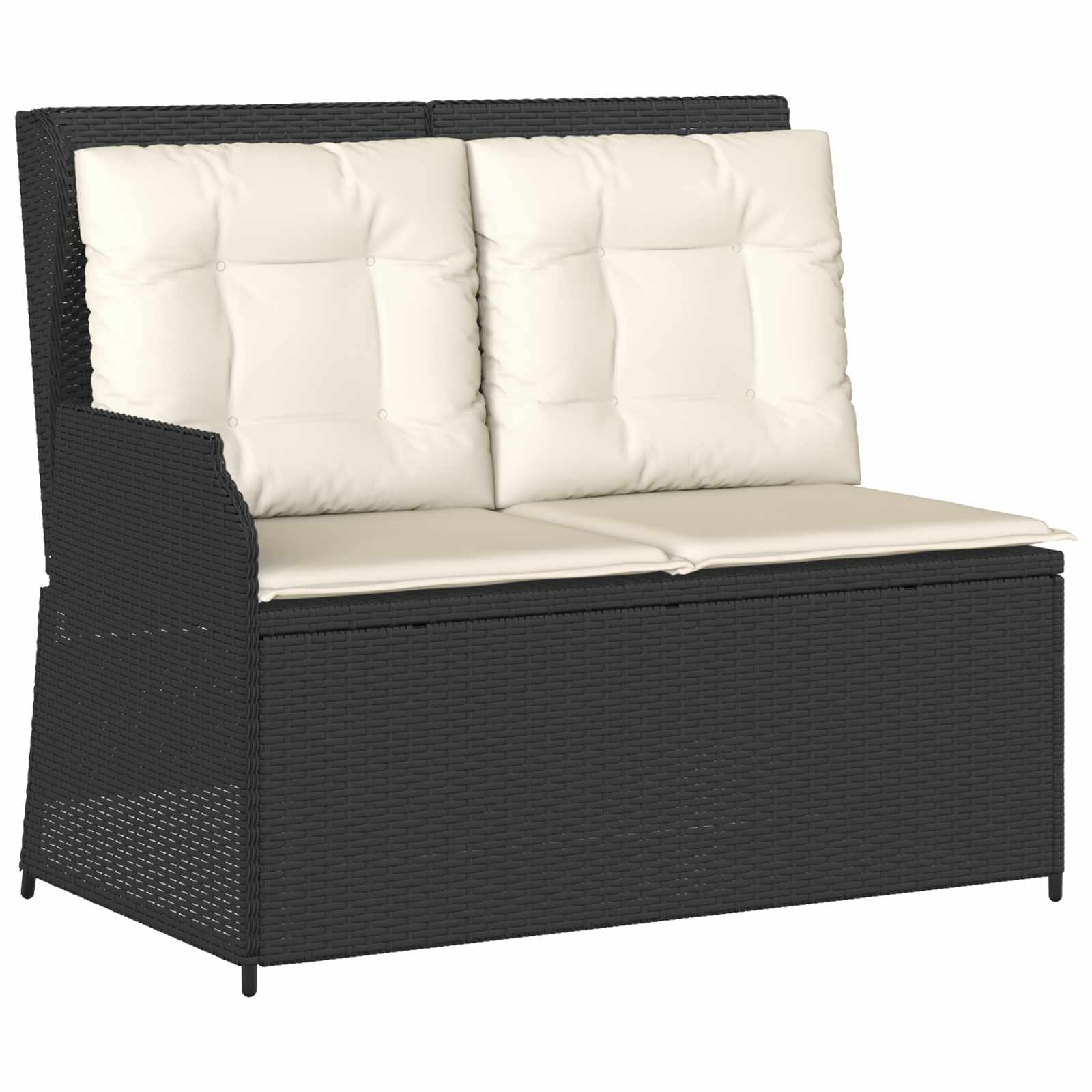 Garden Bench Black Poly Rattan