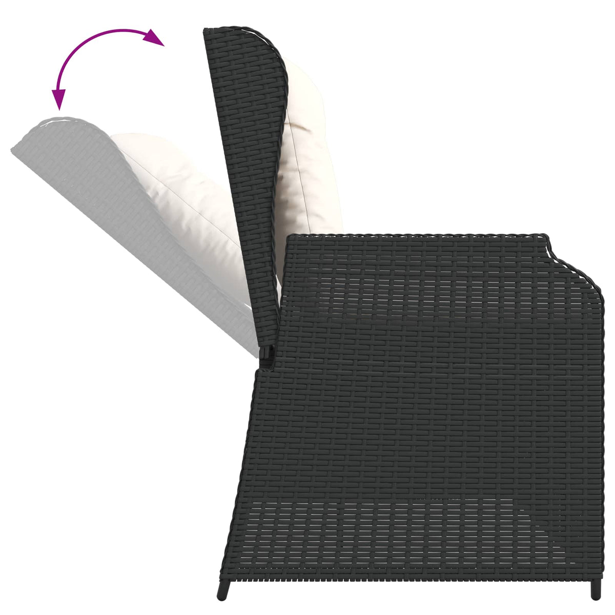 Garden Bench Black Poly Rattan