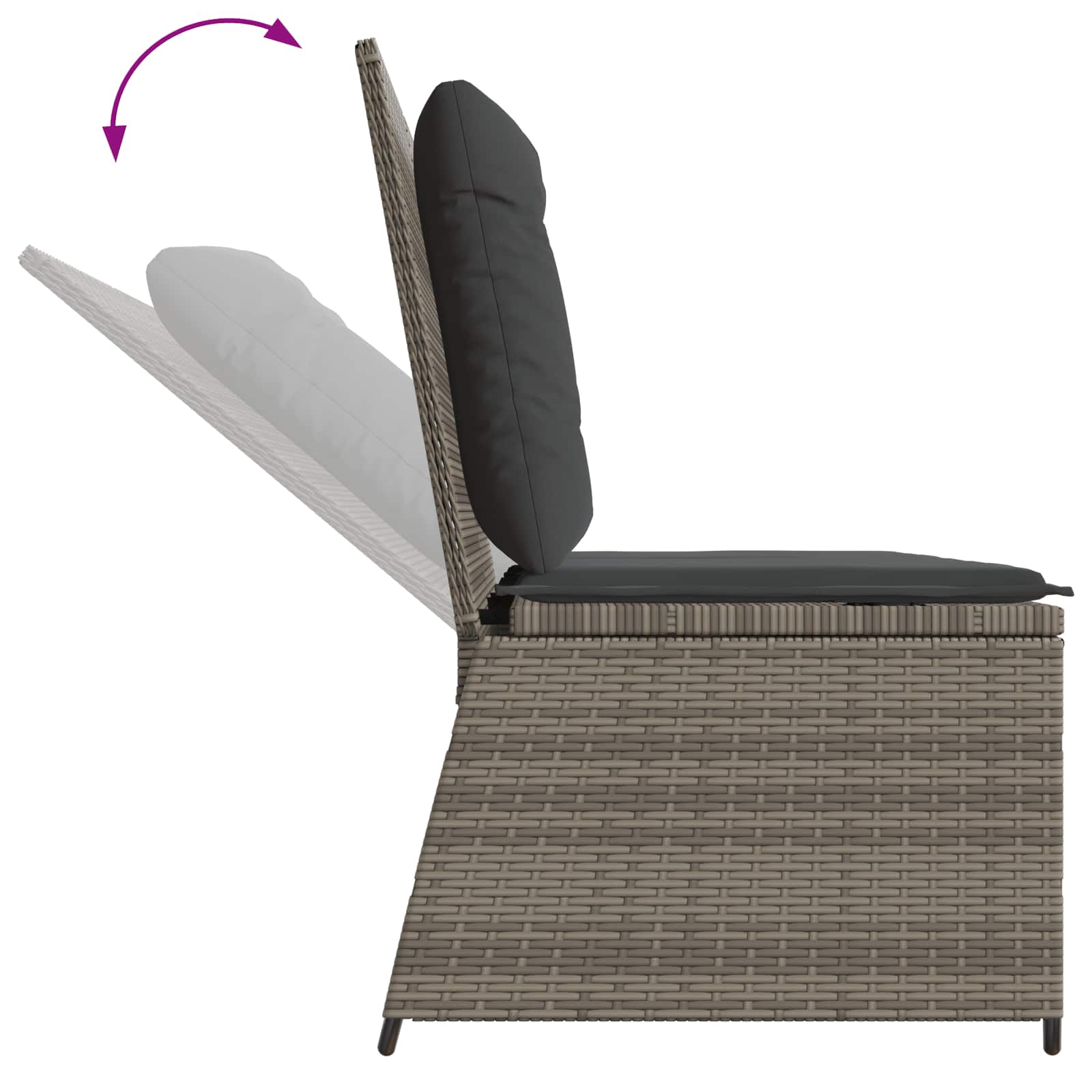 Garden Bench Grey Poly Rattan