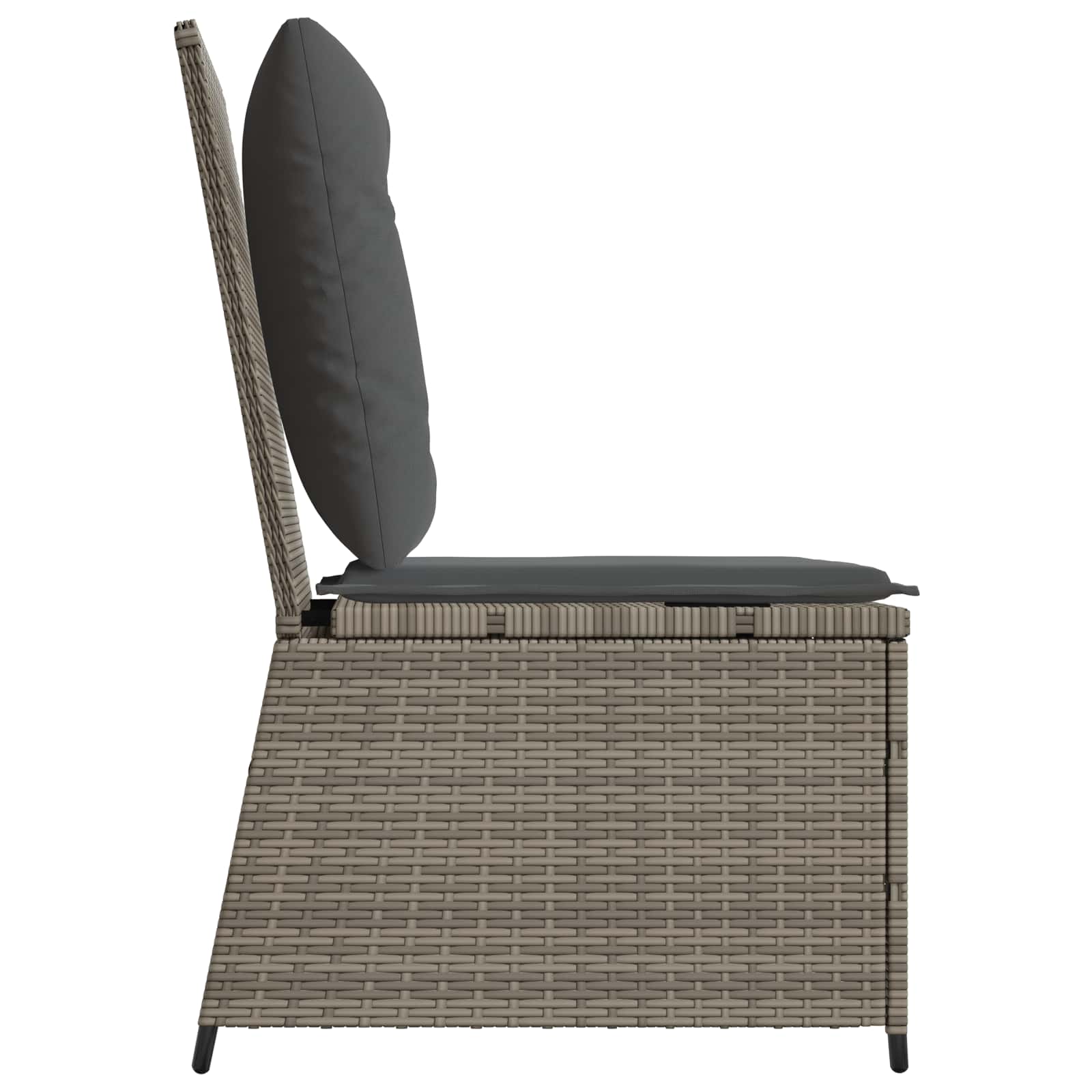 Garden Sofa with Cushion Grey Poly Rattan