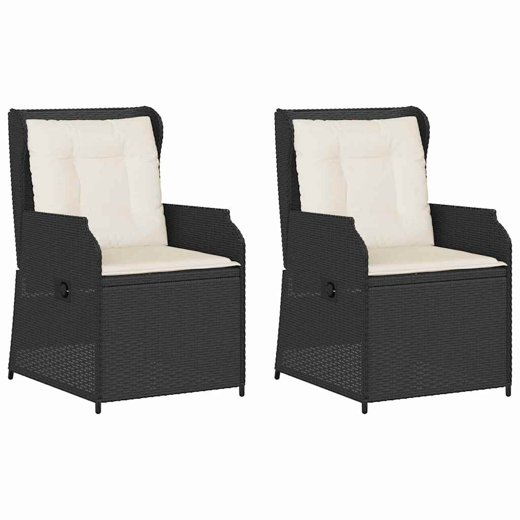 Garden Bench 2 pcs Black Poly Rattan