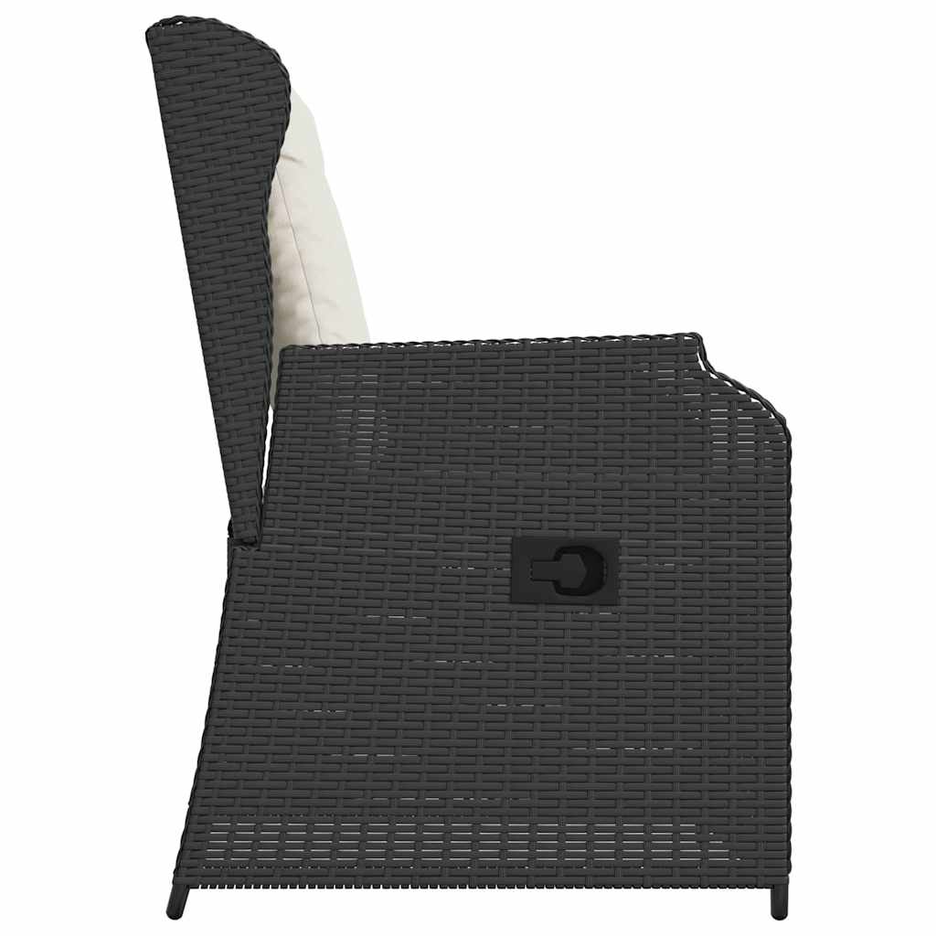 Garden Bench 2 pcs Black Poly Rattan