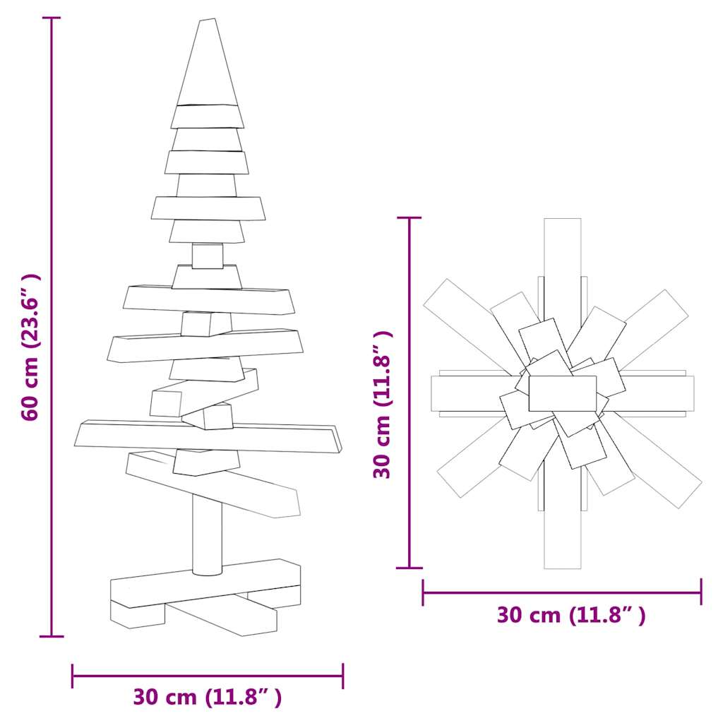 Wooden Christmas Tree with Stand Brown 60 cm Solid pine wood