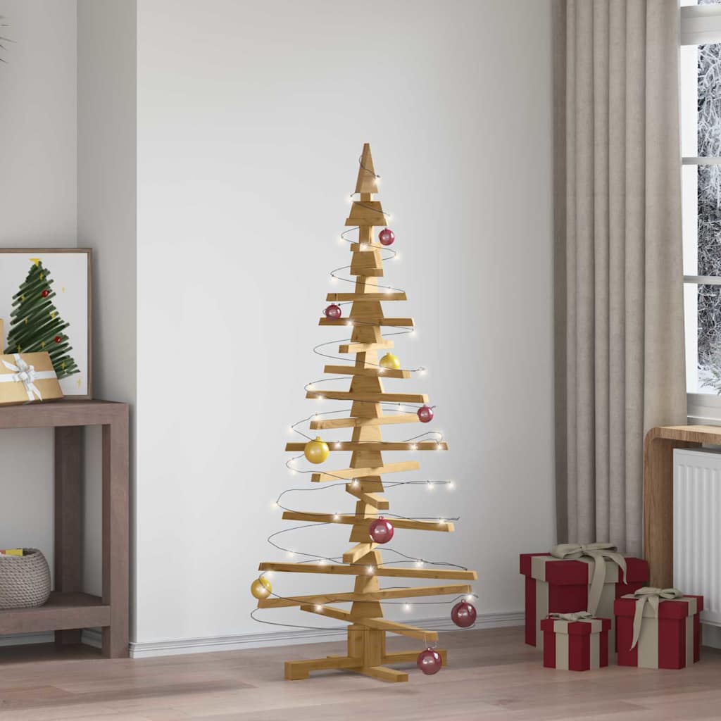 Wooden Christmas Tree with Stand Brown 150 cm Solid pine wood