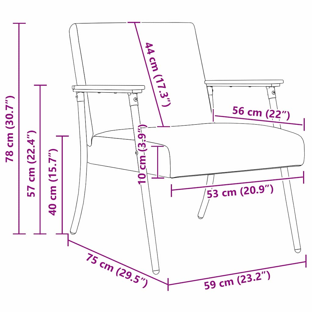 Armchair Dark Grey 59 x 75 x 78 cm Fabric