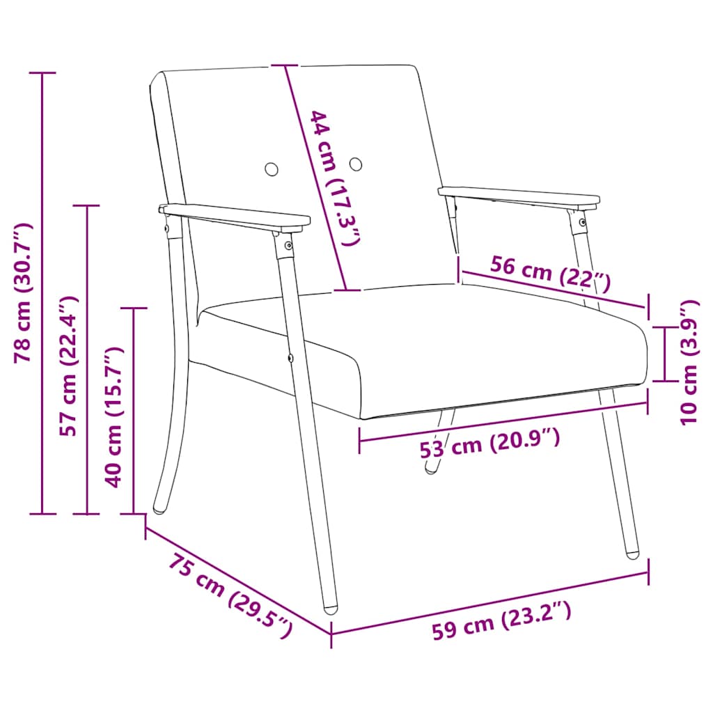 Armchair Dark Grey 59 x 75 x 78 cm Fabric