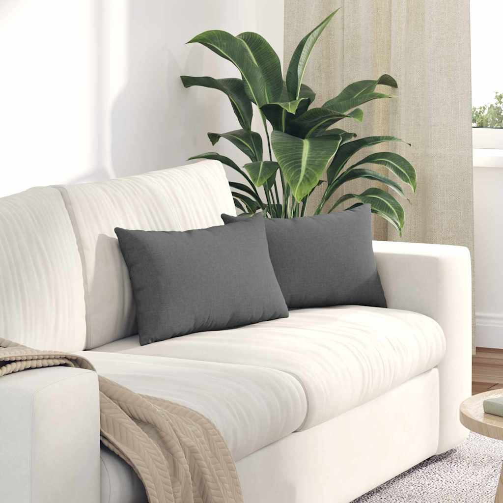 Sofa Pillows 2 pcs Dark Grey 50 x 30 cm Fabric
