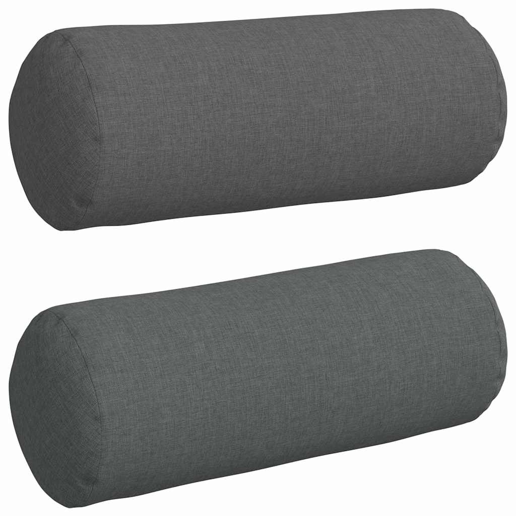 Bolster Pillows 2 pcs Dark Grey Ø 15 x 40 cm Fabric