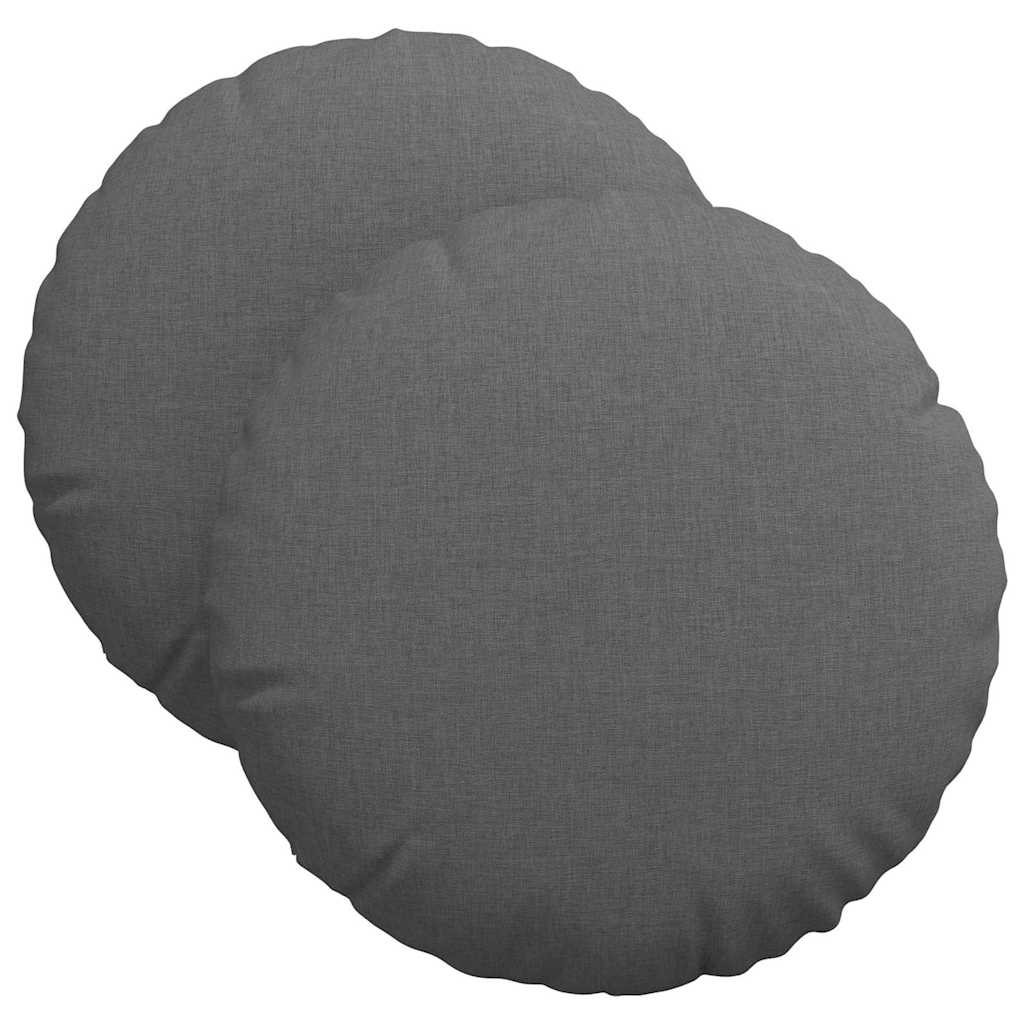 Seat Cushions 2 pcs Dark Grey Ø40 x 13 cm Fabric