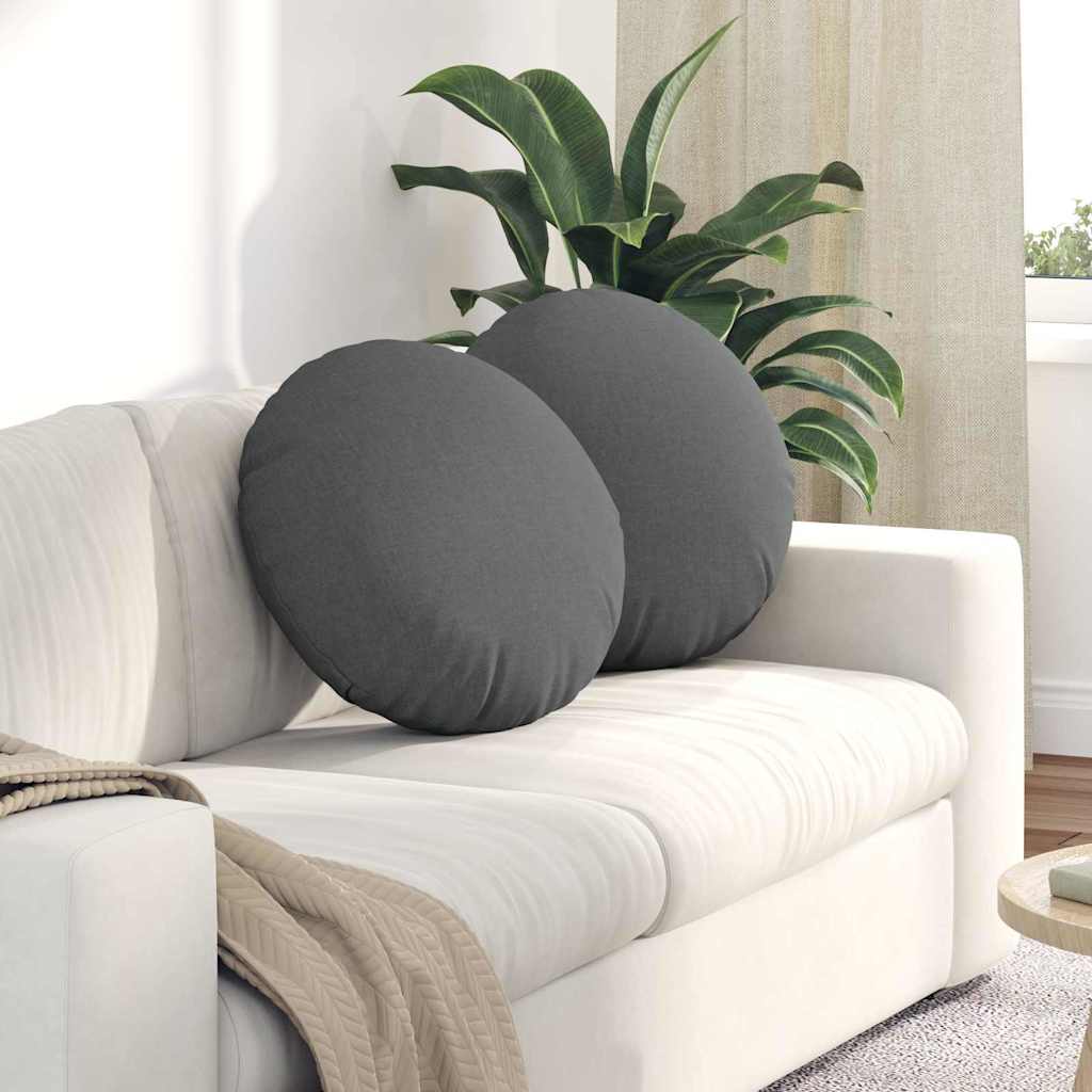 Seat Cushions 2 pcs Dark Grey Ø50 x 19 cm Fabric