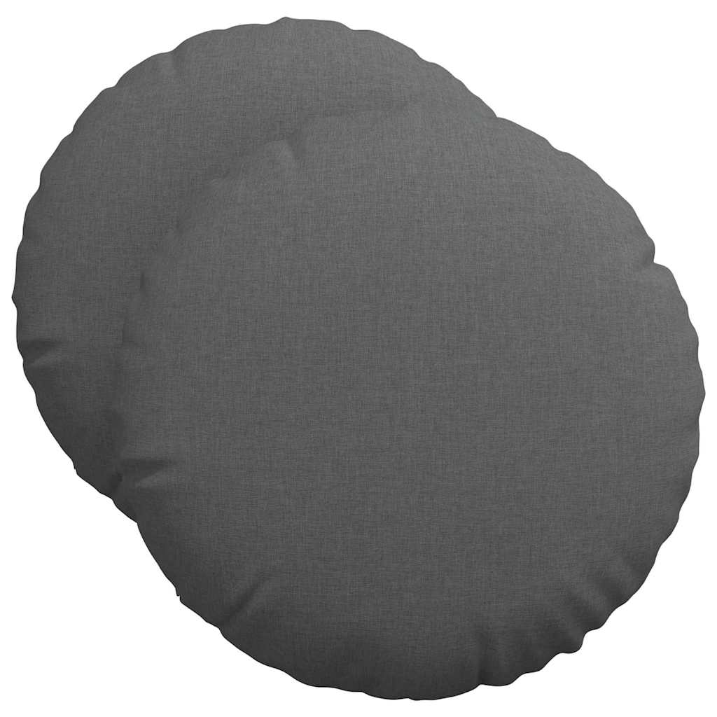 Seat Cushions 2 pcs Dark Grey Ø50 x 19 cm Fabric
