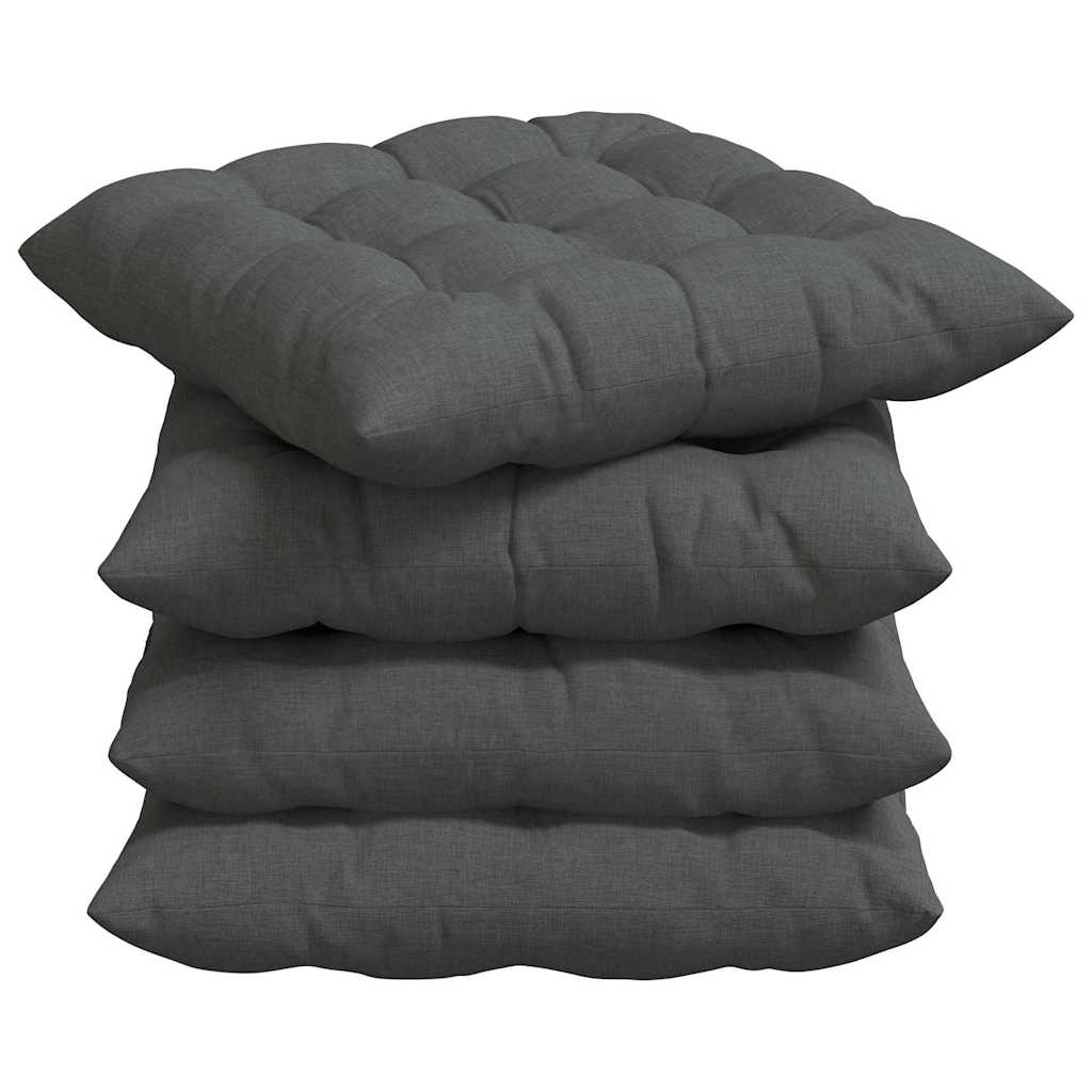Seat Cushions 4 pcs Dark Grey 40 x 40 x 6 cm Fabric