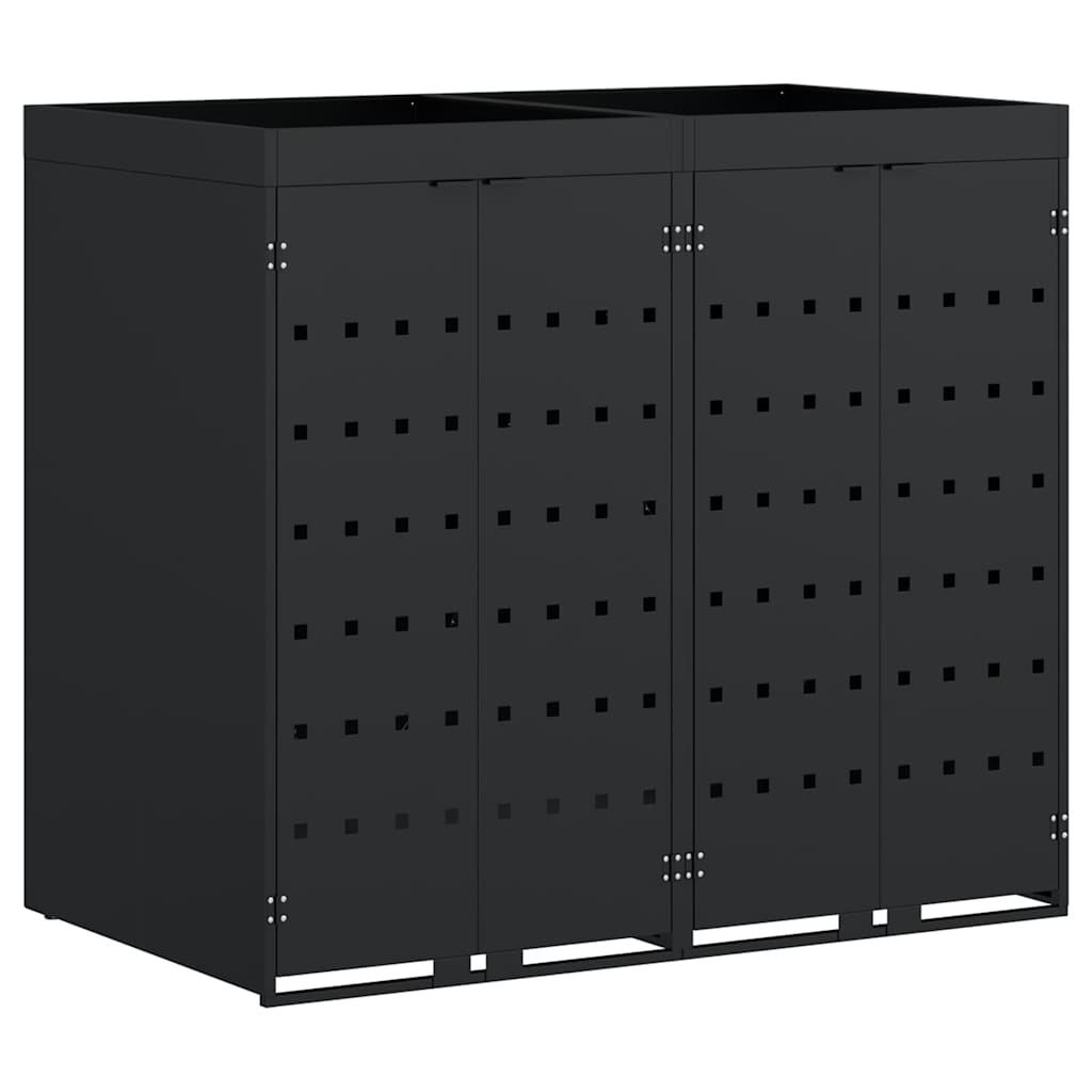 Wheelie Bin Storage for 2 Bins Black 136 x 77,5 x 121,5 cm