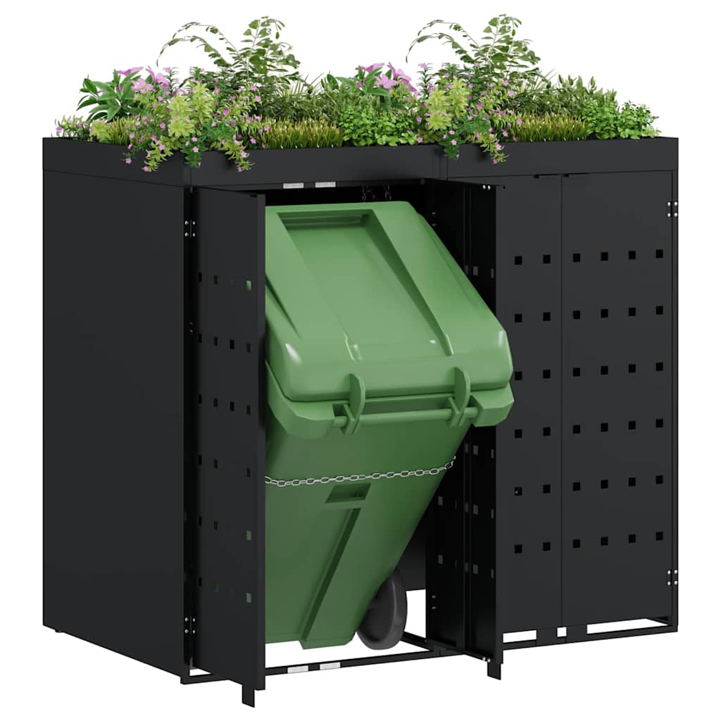 Wheelie Bin Storage for 2 Bins Black 136 x 77,5 x 121,5 cm