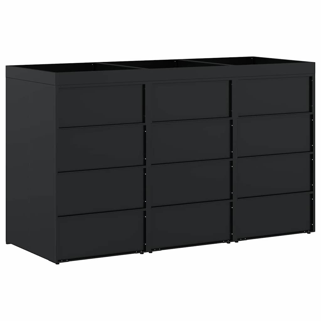 Wheelie Bin Storage for 3 Bins Black 204 x 77,5 x 121,5 cm