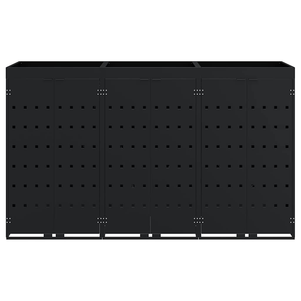 Wheelie Bin Storage for 3 Bins Black 204 x 77,5 x 121,5 cm
