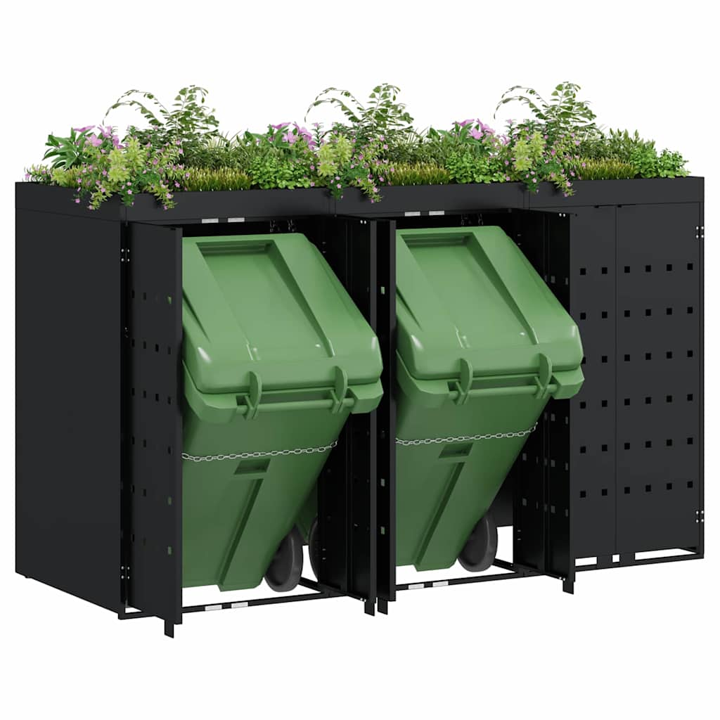 Wheelie Bin Storage for 3 Bins Black 204 x 77,5 x 121,5 cm