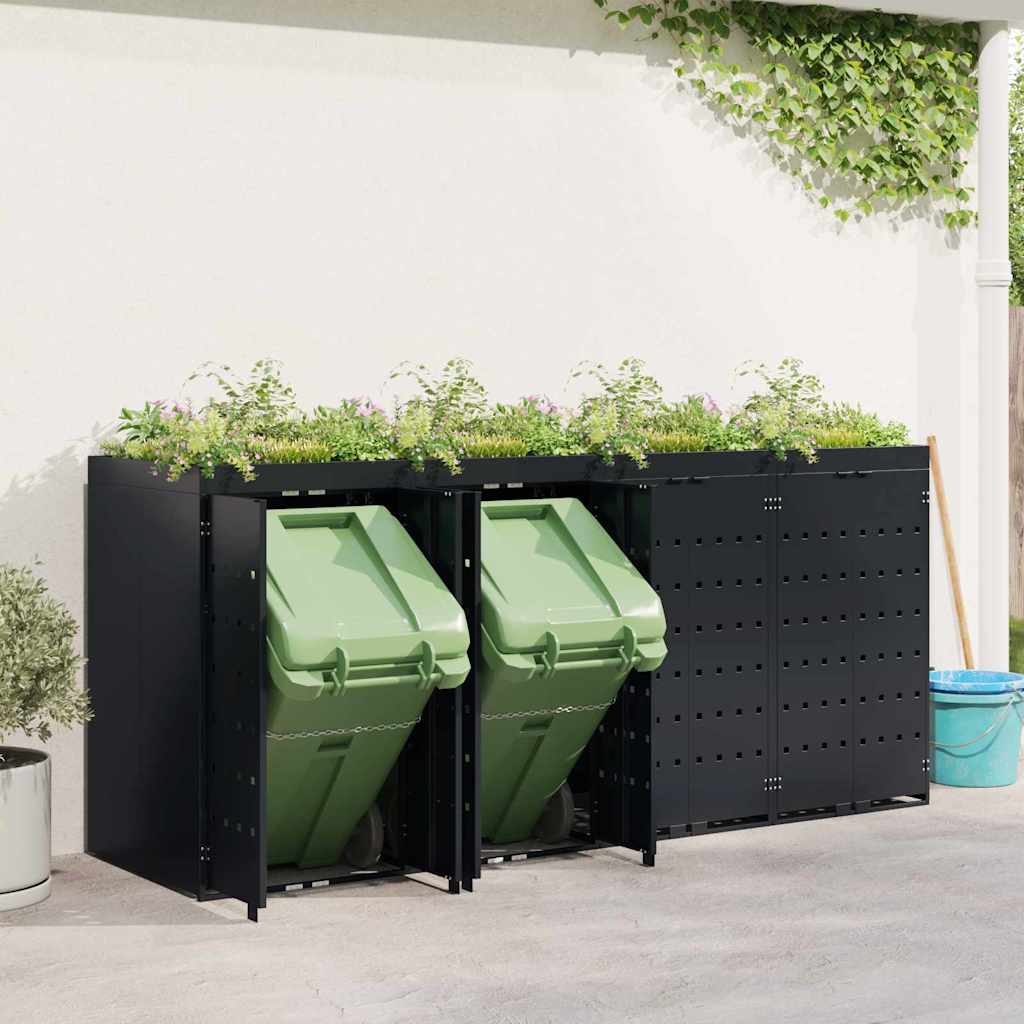 Wheelie Bin Storage for 4 Bins Black 272 x 77,5 x 121,5 cm