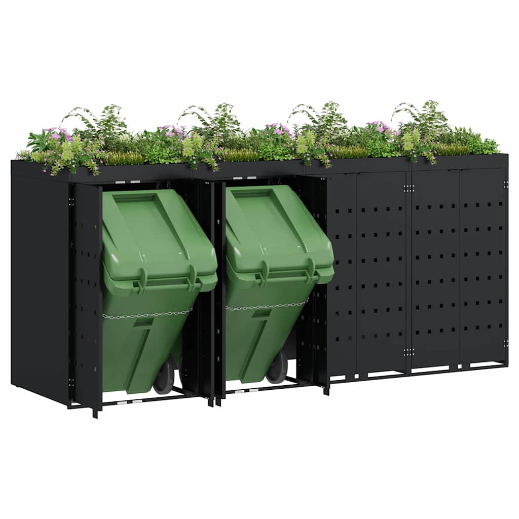 Wheelie Bin Storage for 4 Bins Black 272 x 77,5 x 121,5 cm