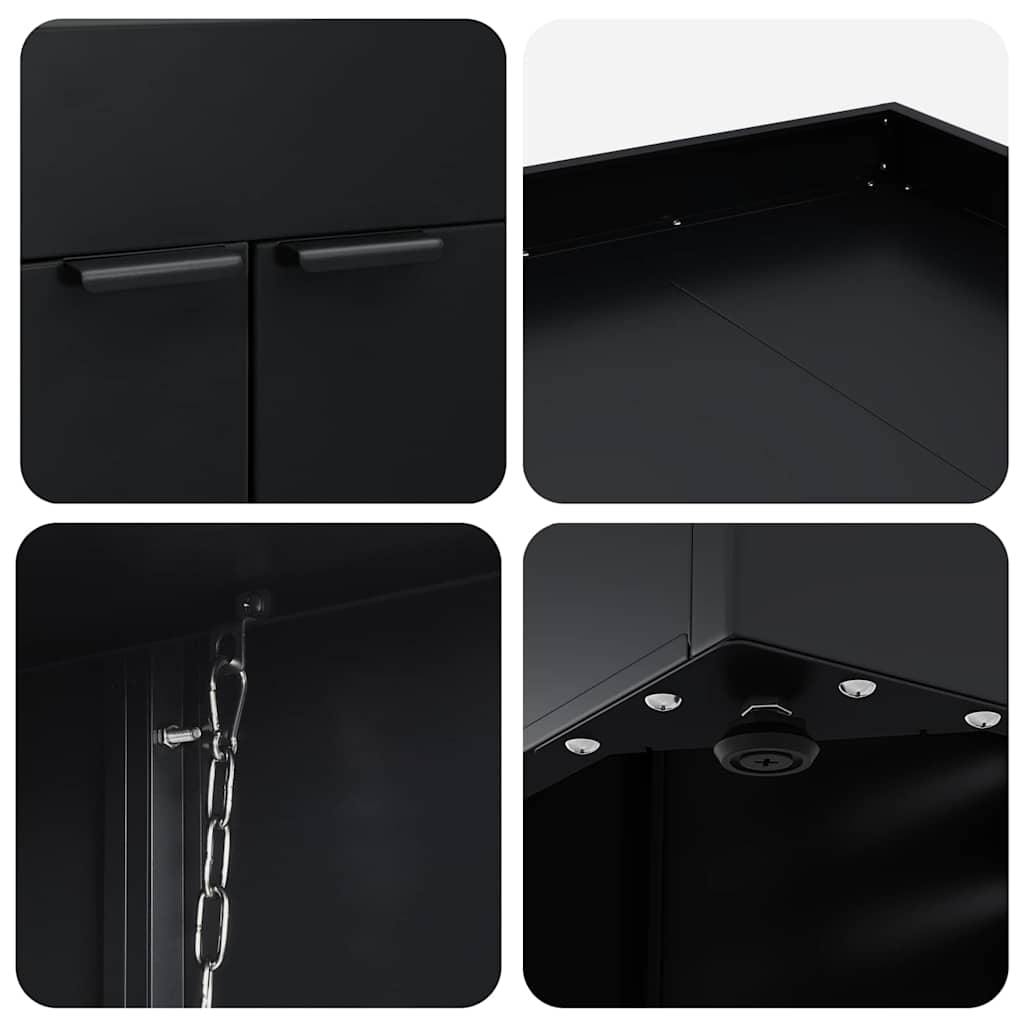 Wheelie Bin Storage for 6 Bins Black 408 x 77,5 x 121,5 cm