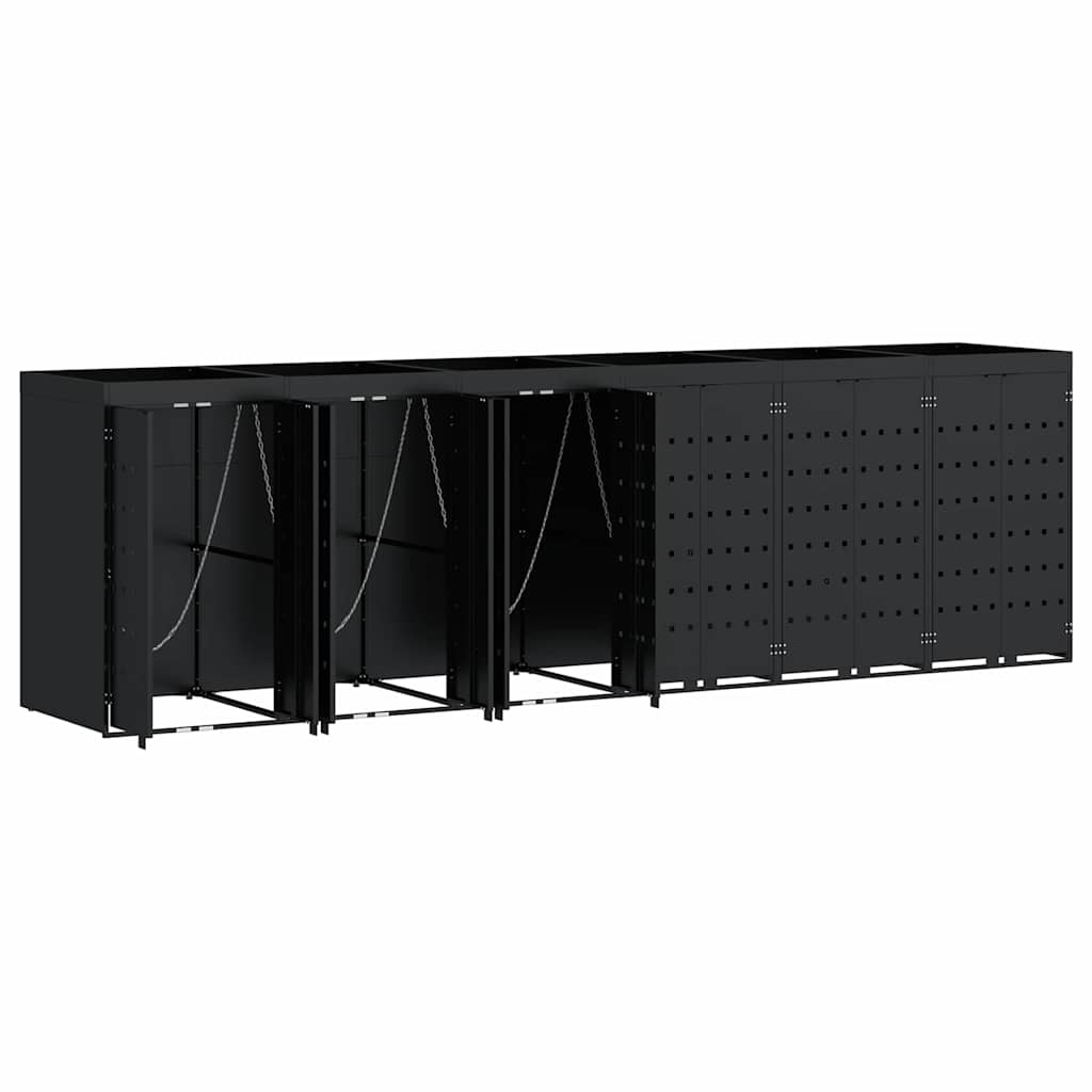 Wheelie Bin Storage for 6 Bins Black 408 x 77,5 x 121,5 cm