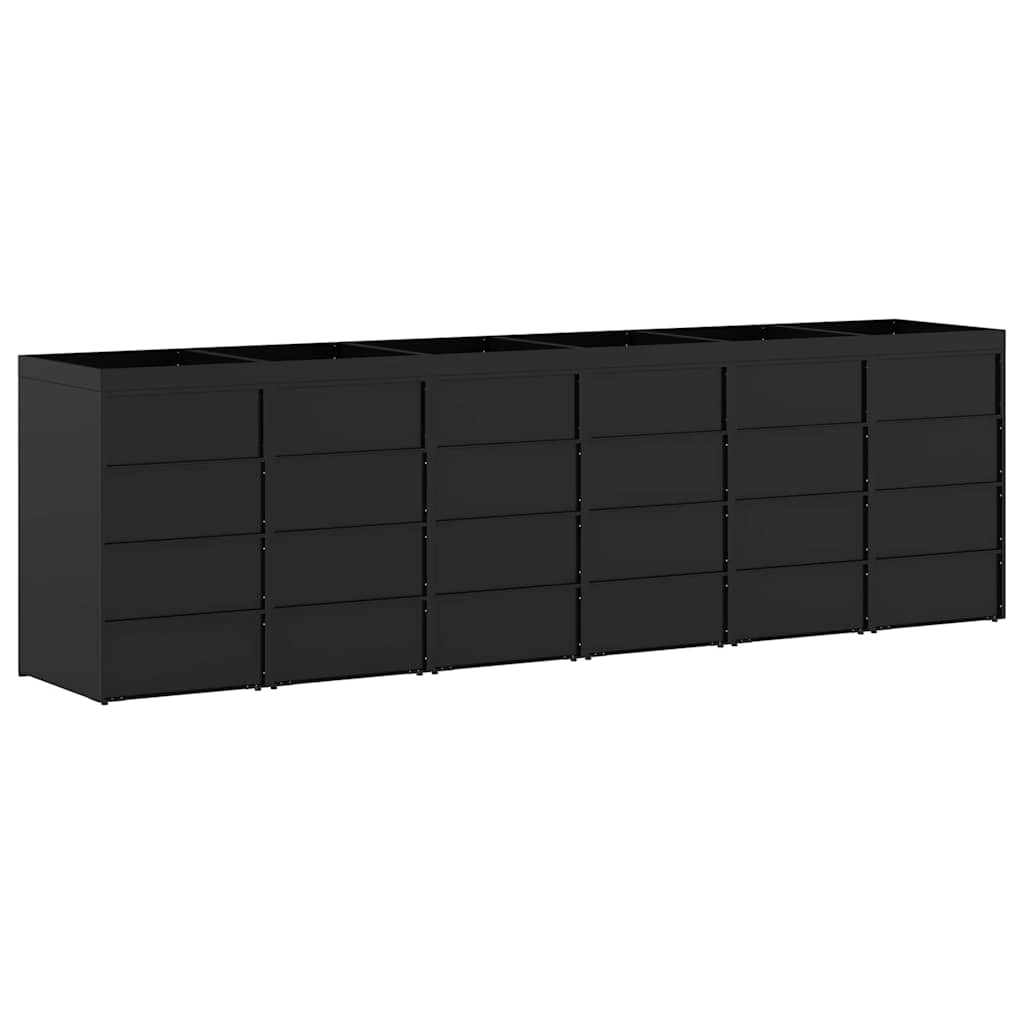 Wheelie Bin Storage for 6 Bins Black 408 x 77,5 x 121,5 cm