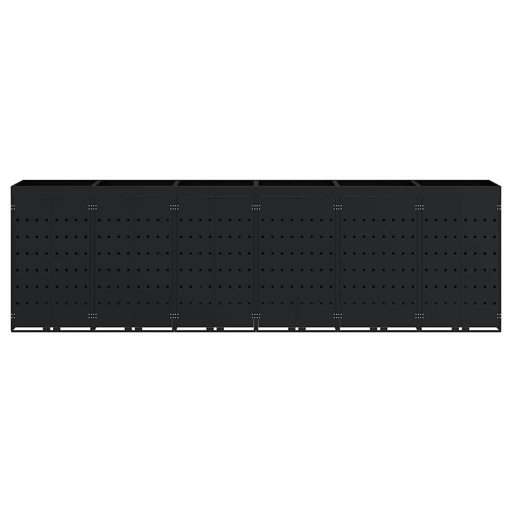 Wheelie Bin Storage for 6 Bins Black 408 x 77,5 x 121,5 cm