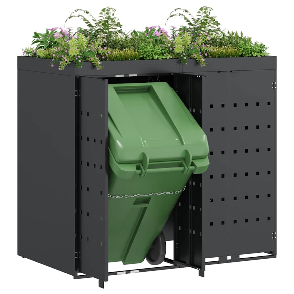 Wheelie Bin Storage for 2 Bins Anthracite 136 x 77,5 x 121,5 cm