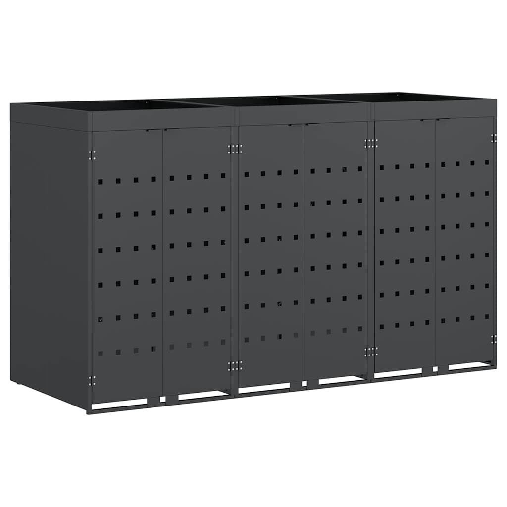 Wheelie Bin Storage for 3 Bins Anthracite 204 x 77,5 x 121,5 cm